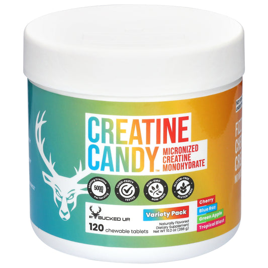 Bucked Up Assorted 5000 mg Creatine Candy Variety Pack 120 Chewable Tablets