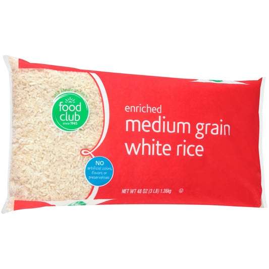 Enriched Medium Grain White Rice - NET WT 48 0Z (3LB) 1.36kg