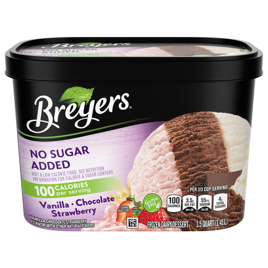 Breyers No Sugar Added Vanilla Chocolate Strawberry Frozen Dairy Dessert