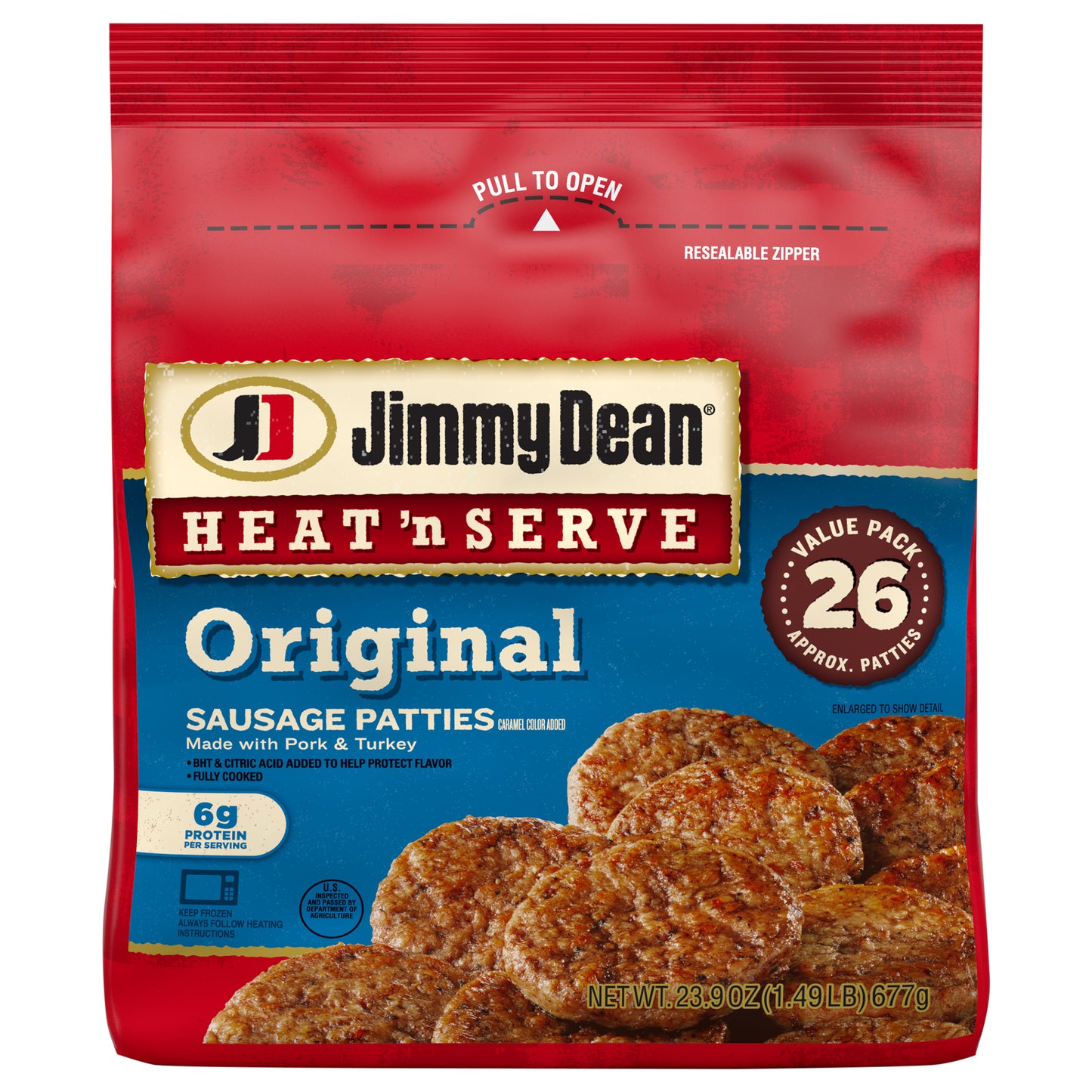 Jimmy Dean® Heat 'N Serve Original Pork Breakfast Sausage Patties, 26 Count