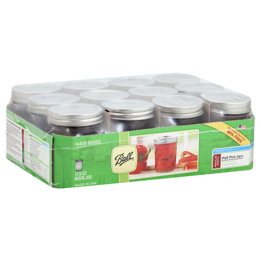 Ball Mason Jars 12 ea - REGULAR MOUTH Half Pint Jars