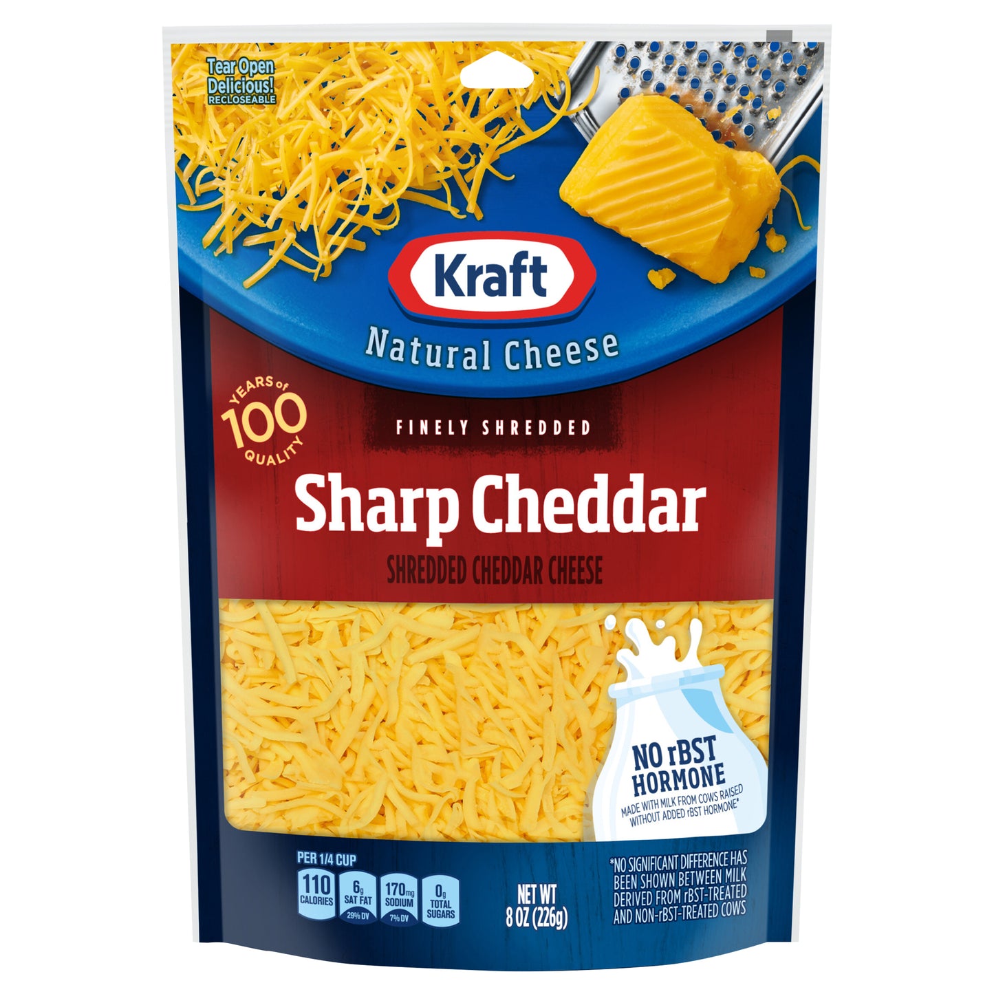 Kraft Sharp Cheddar Finely Shredded Cheese, 8 oz Bag