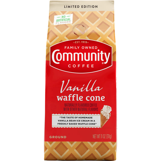 Community Coffee Ground Vanilla Waffle Cone Coffee 11 oz