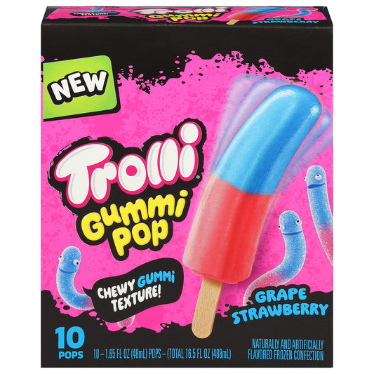 Trolli Grape Strawberry Gummi Pop 10 - 1.65 fl oz Pops