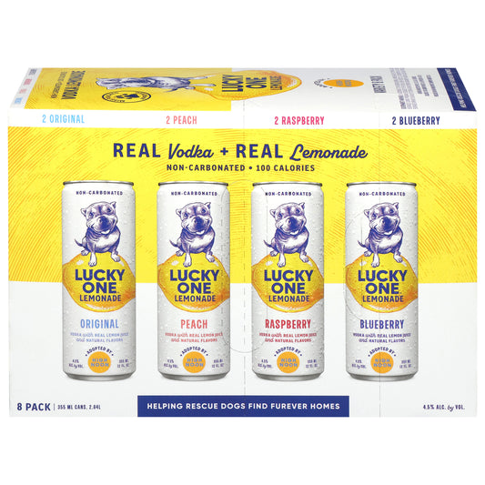 High Noon Lucky One Original/Peach/Raspberry/Blueberry Vodka + Lemonade Variety Pack 8 - 355 ml Cans