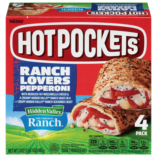 Hot Pockets Hidden Valley The Original Ranch Ranch Lovers Pepperoni Sandwich 4 Packs