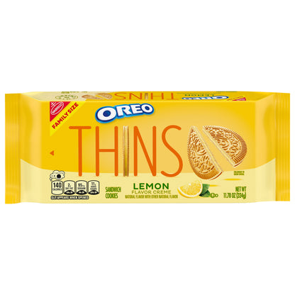 OREO Thins Lemon Creme Sandwich Cookies, Family Size, 11.78 oz
