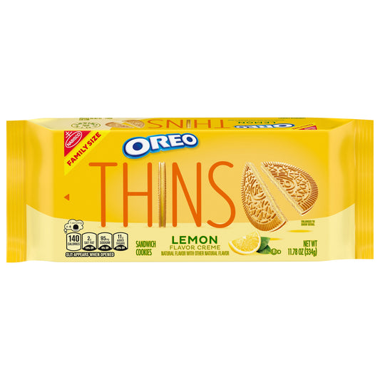 OREO Thins Lemon Creme Sandwich Cookies, Family Size, 11.78 oz
