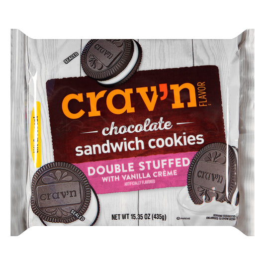 Crav'n Flavor Double Stuffed with Vanilla Creme Chocolate Sandwich Cookies 15.35 oz