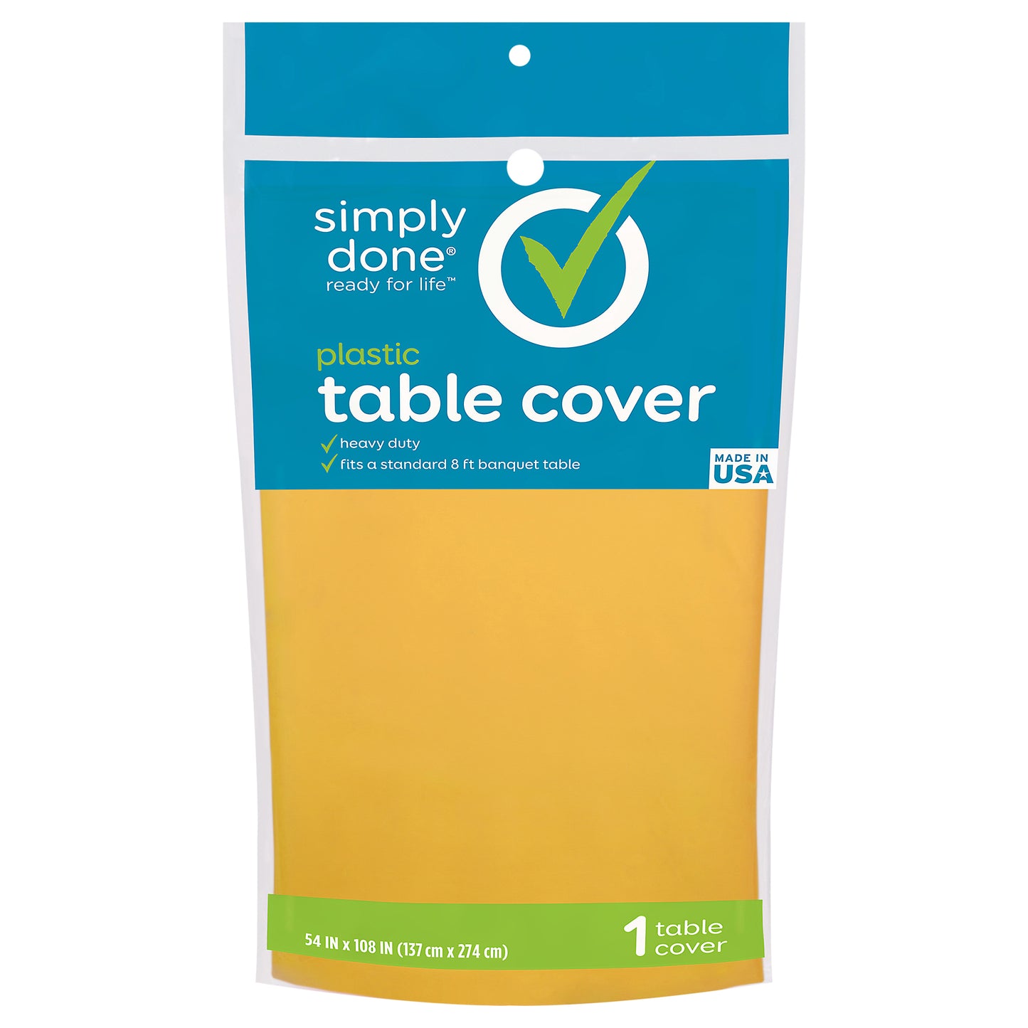 Simply Done Harv Yellow Solid Plastic Table Cover 1 Each
